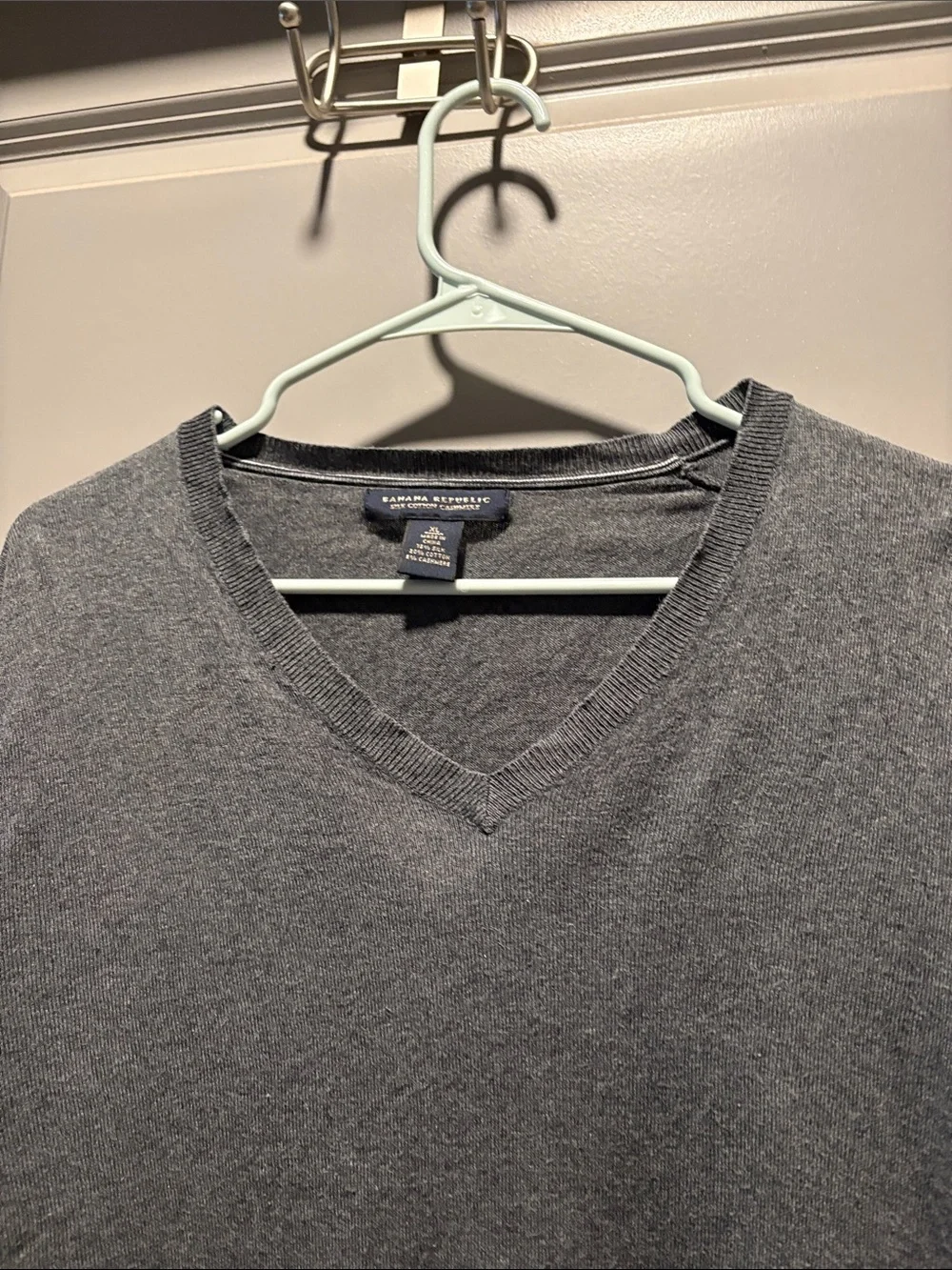Banana Republic Silk Cotton Cashmere V-Neck Sweater XL Gray Quiet Luxury